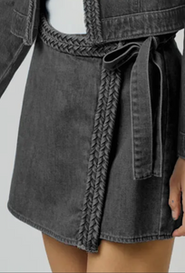 Braided Wrap Denim Skort