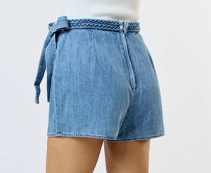 Braided Wrap Denim Skort